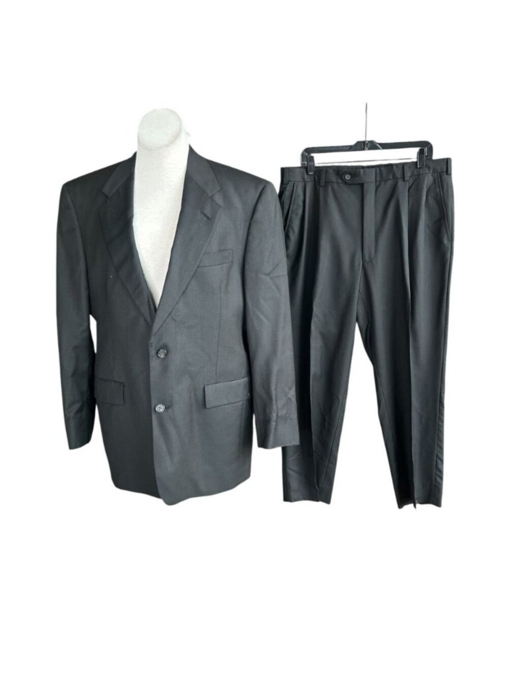 Hart Schaffner Marx Suit Gold Trumpeter Dark Gray Woven Wool Size 40 R